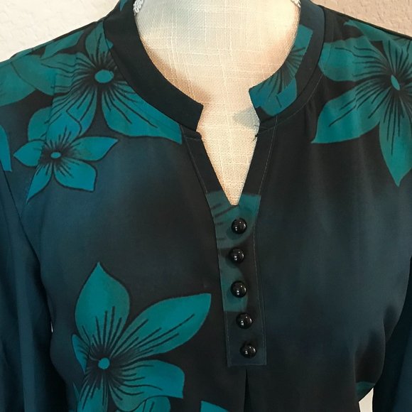 Teal Green Tunic Top with Peplum - M - Picture 5 of 10